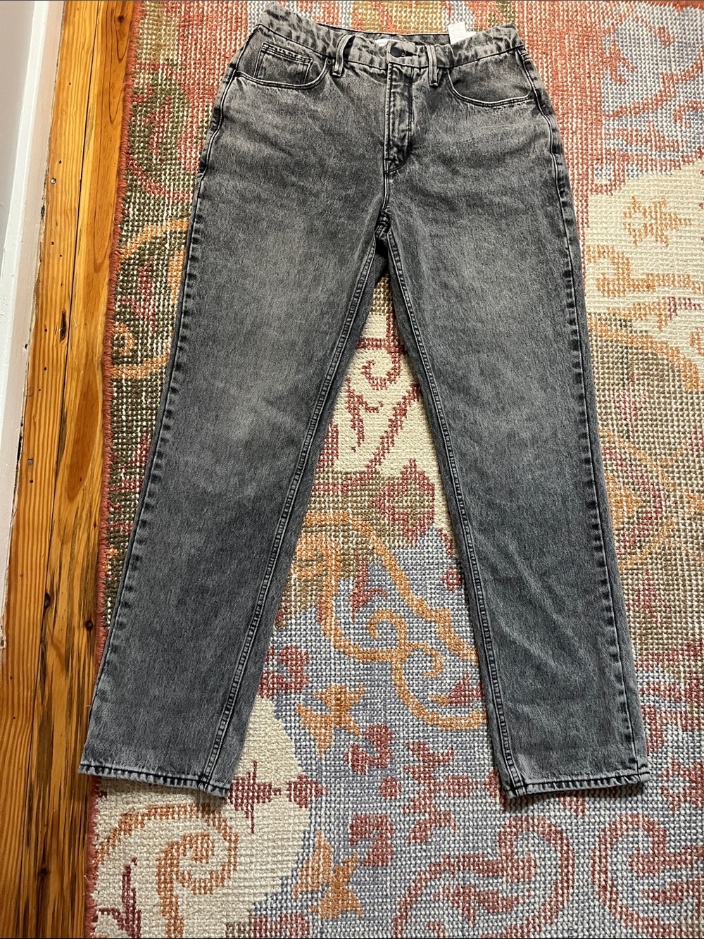 Good American Loose Fit Straight Leg Jeans Size 10/30 Blue Denim Distressed